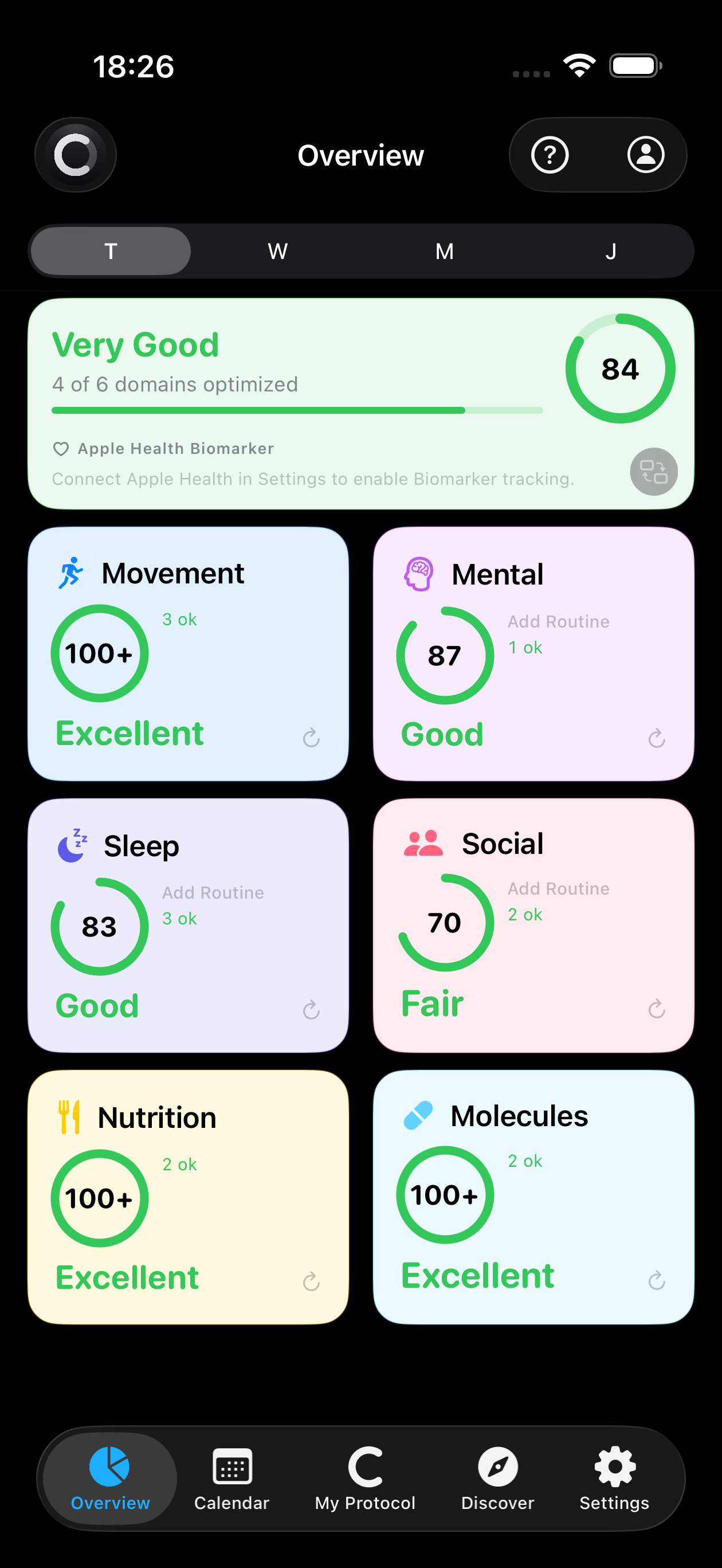 circady overview screen